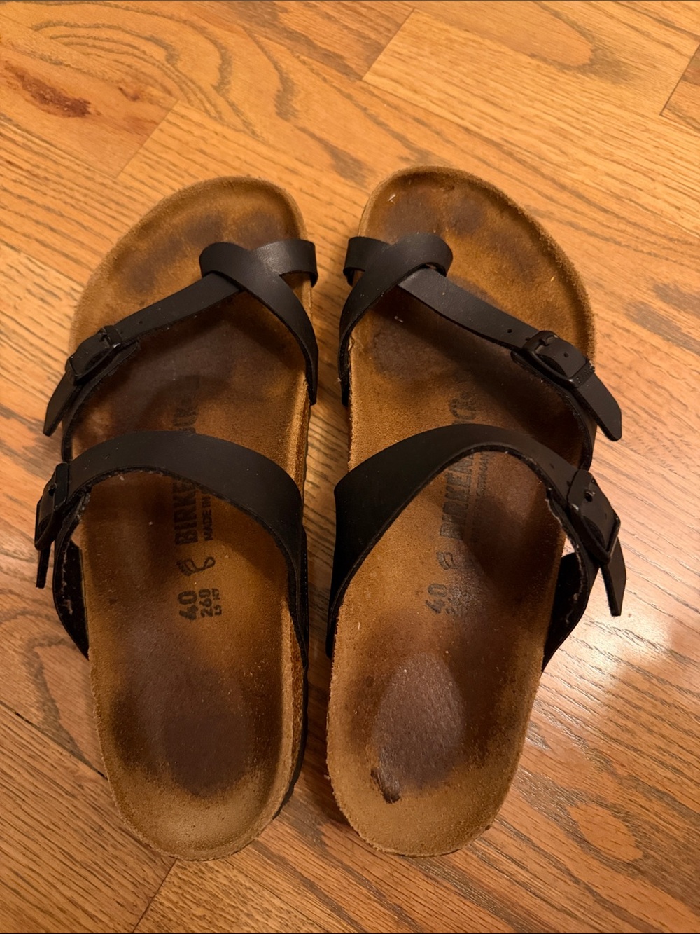 Birkenstock Brown Leather Cross-Strap Slide Sandals